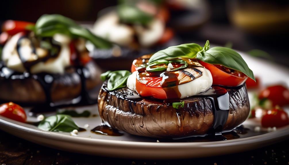 delicious vegetarian mushrooms with caprese filling