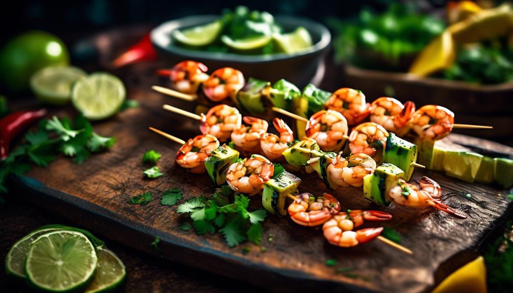 flavorful grilled shrimp with lime and cilantro