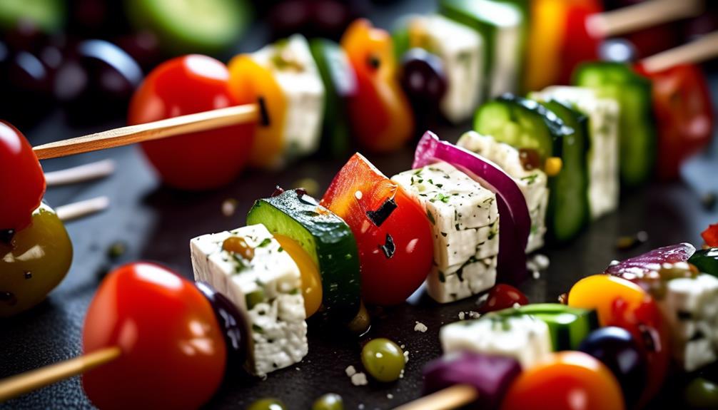 fresh and colorful greek inspired skewers