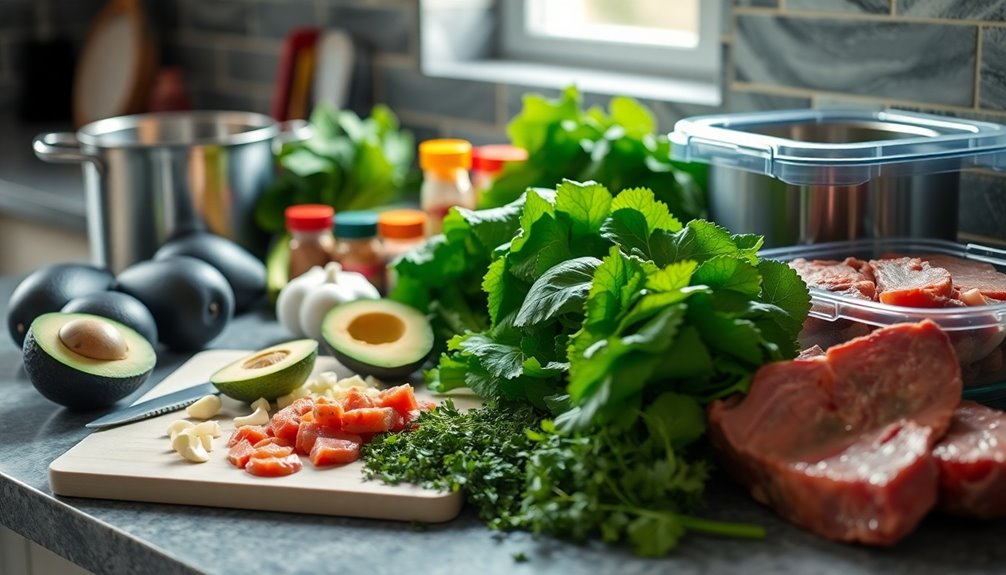 keto diet groceries and meal prep